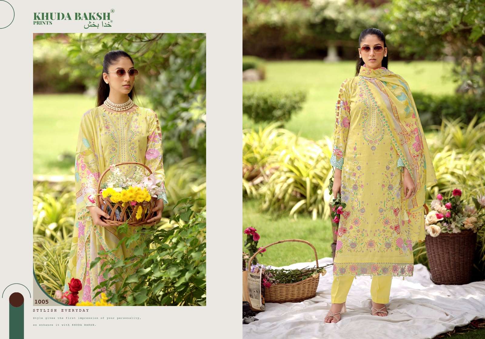 KHUDHA BAKSH PRINTS FARAH VOL 2  LAWN COTTON DIGITAL PRINT WITH FANCY KASHMIRI WORK SUIT