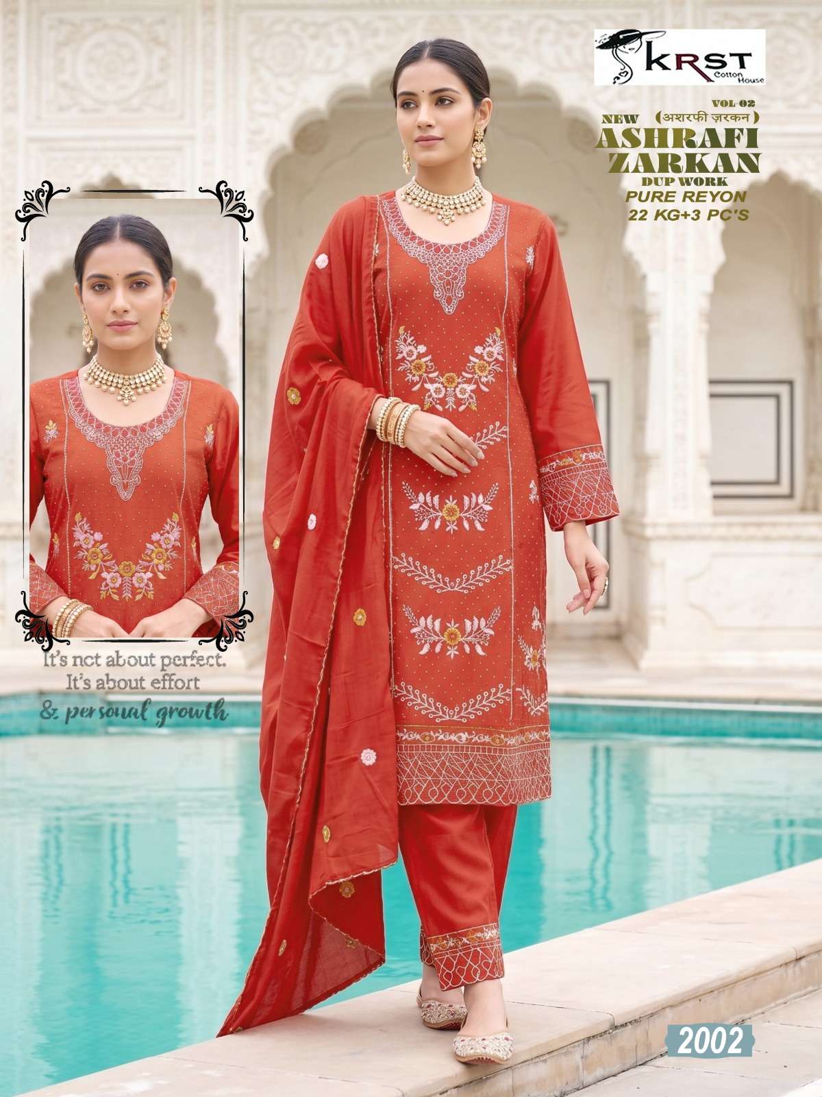 KRST COTTON HOUSE ASHRAFI ZARKAN VOL 1 RAYON DESIGNER WORK READY MADE SUIT