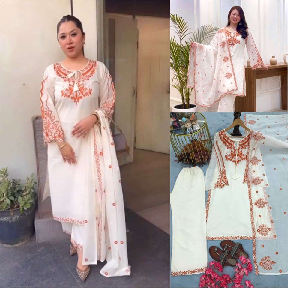 LADY LOOK 051 SILK EMBROIDERY DESIGNER WORK PARTY WEAR LADIES SUIT
