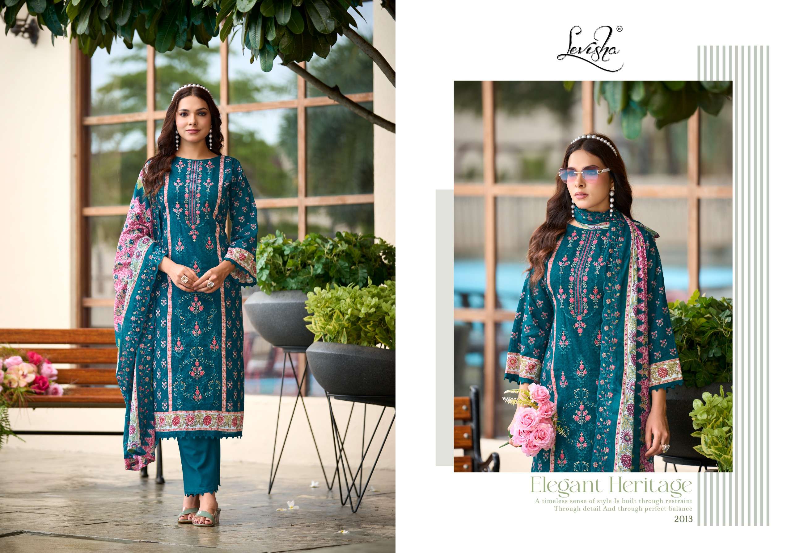 LEVISHA MADHUBALA VOL 20 LAWN COTTON DIGITAL PAKISTANI STYLE PRINT WITH FANCY WORK SUIT