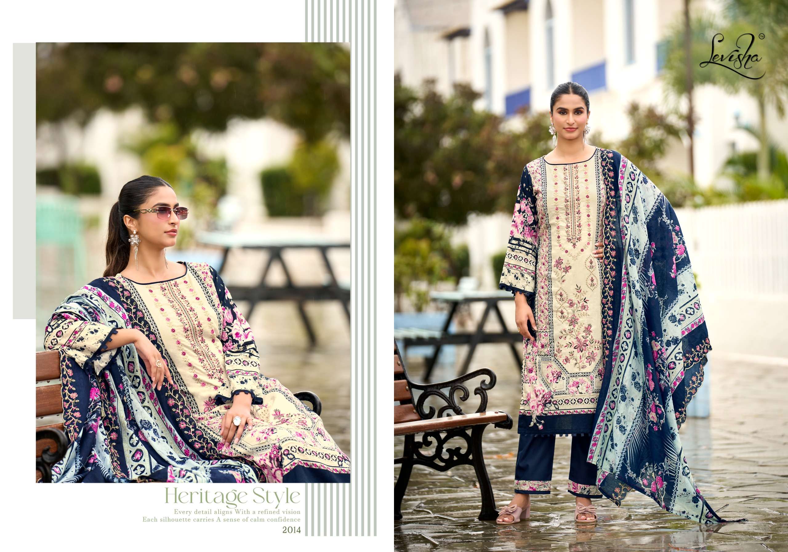 LEVISHA MADHUBALA VOL 20 LAWN COTTON DIGITAL PAKISTANI STYLE PRINT WITH FANCY WORK SUIT