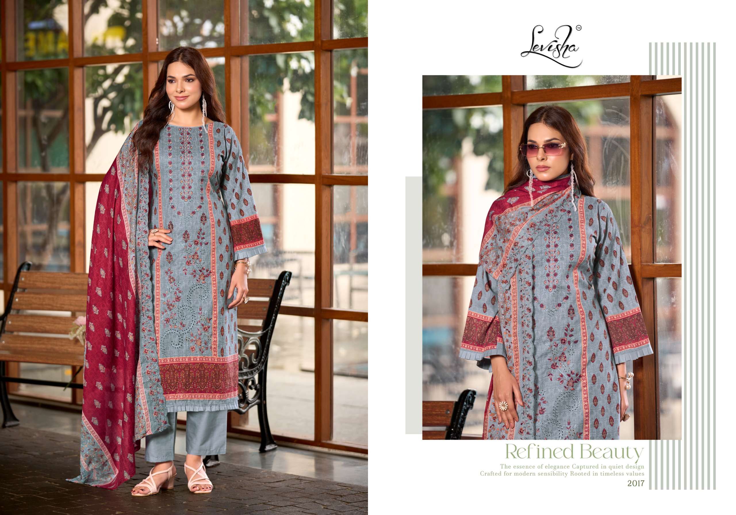 LEVISHA MADHUBALA VOL 20 LAWN COTTON DIGITAL PAKISTANI STYLE PRINT WITH FANCY WORK SUIT