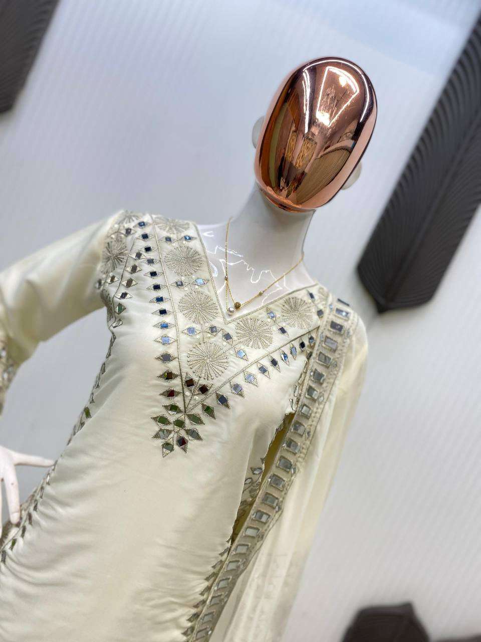 LG 2019 GEORGETTE EMBROIDERY WITH REAL MIRROR WORK FESTIVE WEAR LADIES SUIT