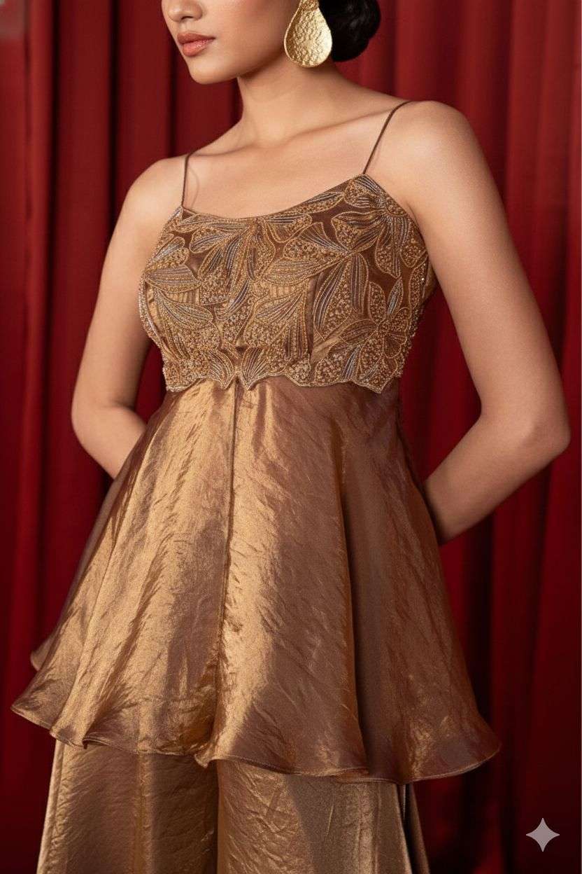 LG 2055 SILK PREETY LOOK DESIGNER PARTY WEAR LADIES TOP PLAZZO AND DUPATTA 