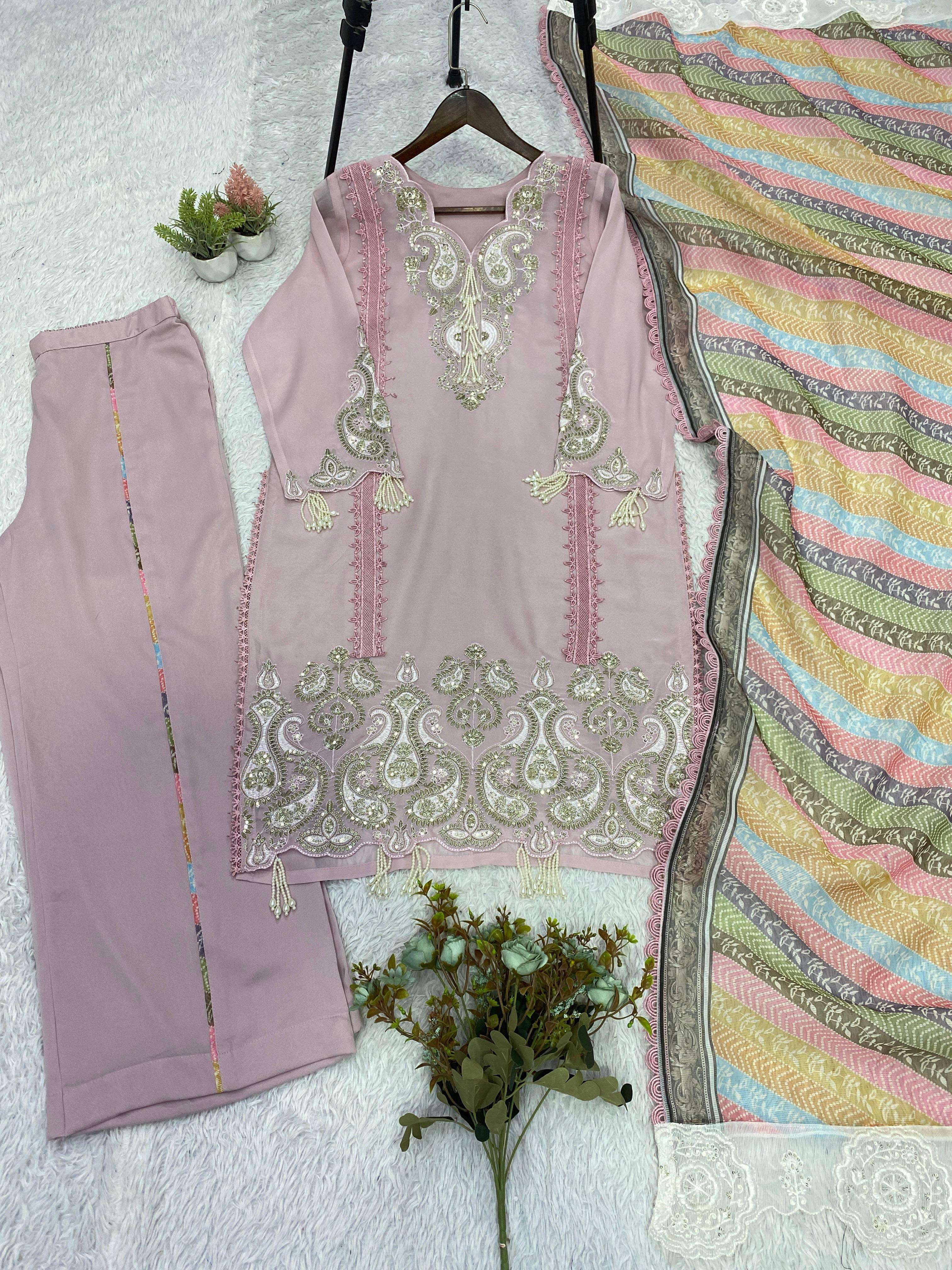 LG 2103 GEORGETTE BEAUTIFUL DESIGNER LOOK PARTY WEAR READY MADE LADIES SUIT