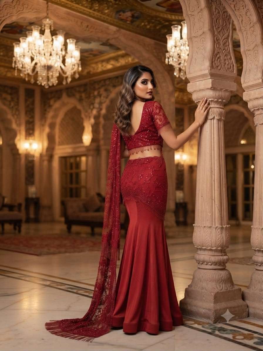 LG 2127 BEAUTIFUL SEQUENCE EMBROIDERED WORKED READY TO WEAR SAREE WITH STITCHED BLOUSE PIECE 