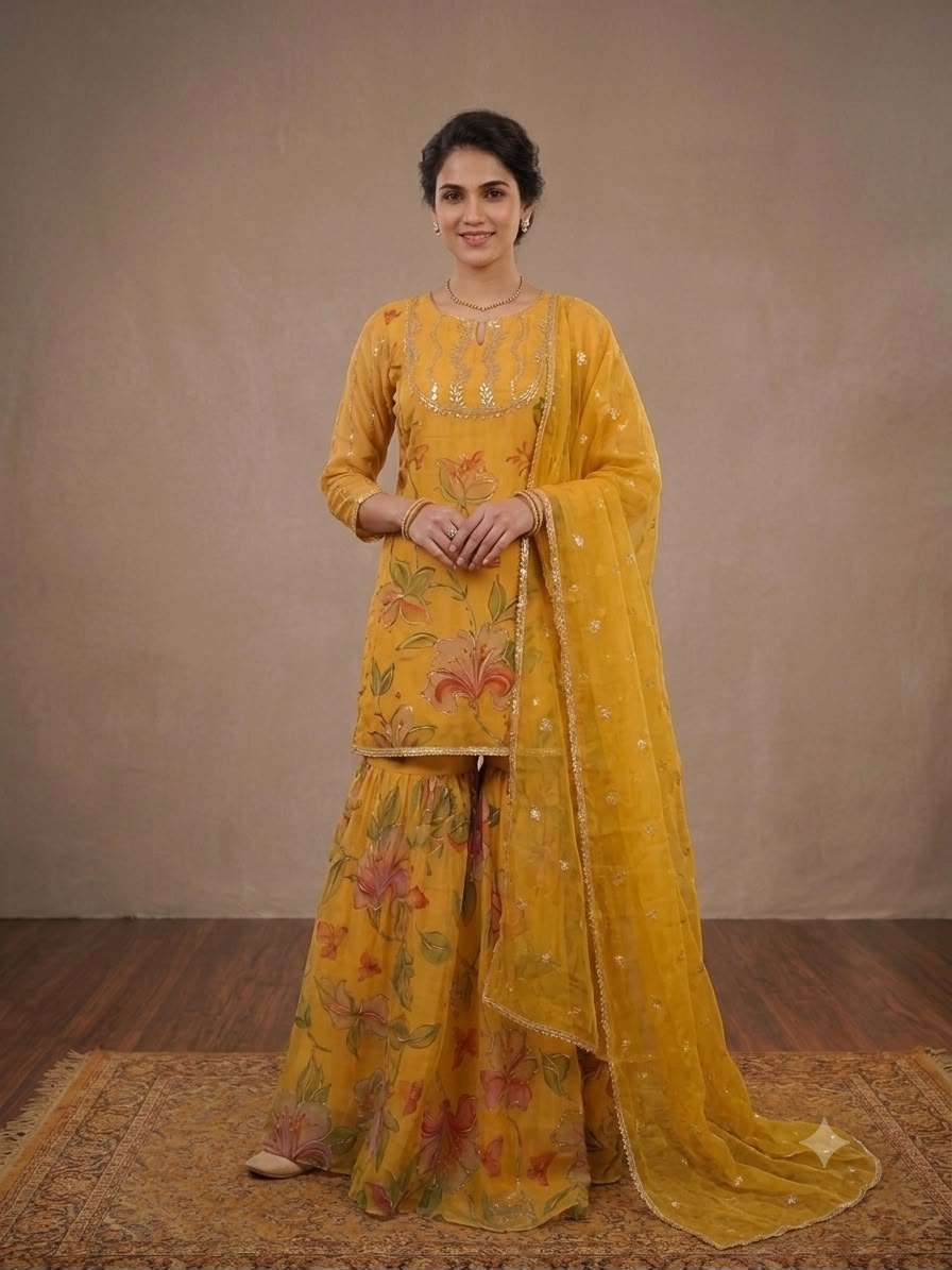 LG 2129 ORGANZA SEQUENCE EMBROIDERY DESIGNER WORK READY MADE FESTIVE WEAR LADIES SUIT