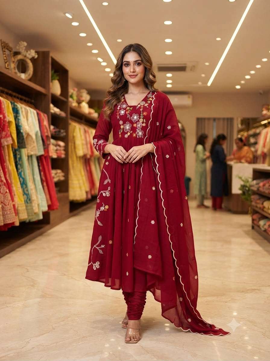 LG 2131 CHANDERI SILK BEAUTIFUL DESIGNER LOOK PARTY WEAR LADIES SUIT