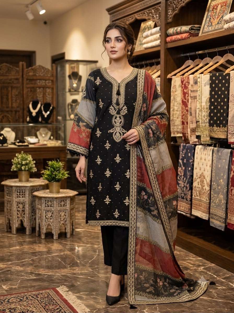 LG 2134 SILK BEAUTIFUL DESIGNER WORK PAKISTANI STYLE LADIES SUIT