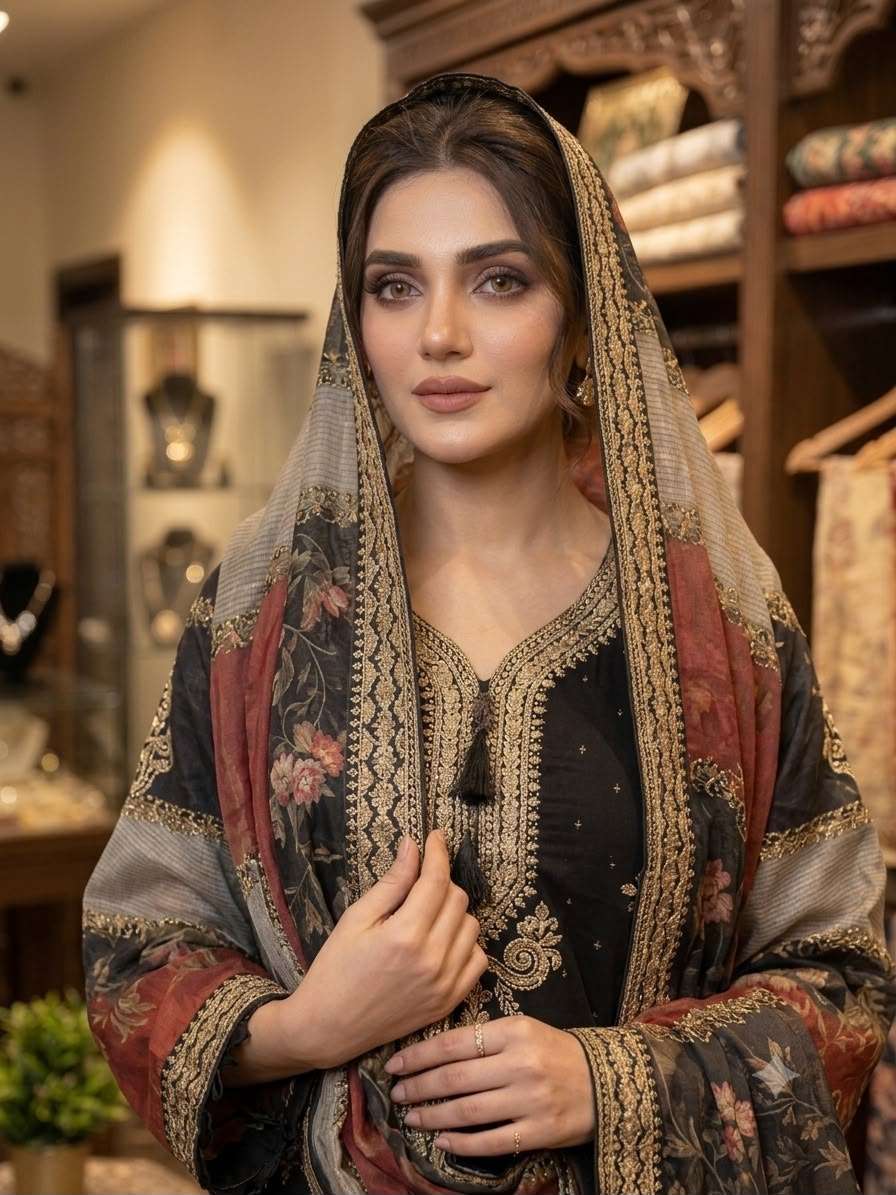 LG 2134 SILK BEAUTIFUL DESIGNER WORK PAKISTANI STYLE LADIES SUIT