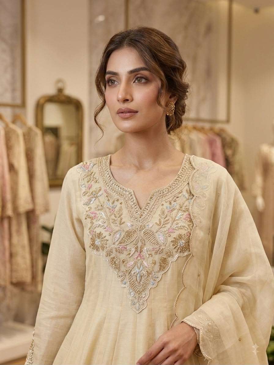 LG 2135 COSMOS FABRIC BEAUTIFUL EMBROIDERED WORKED GOWN PANT WITH DUPATTA 