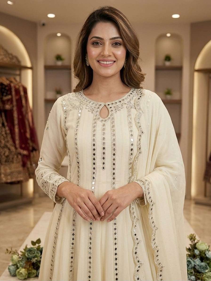 LG 2138 GEORGETTE BEAUTIFUL DESIGNER WORK WEDDING FUNCTION WEAR SUIT