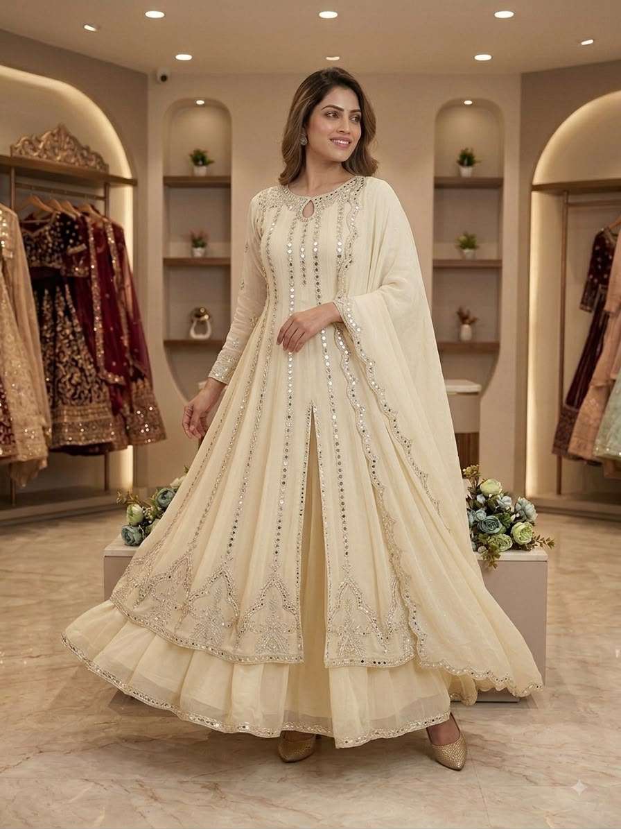 LG 2138 GEORGETTE BEAUTIFUL DESIGNER WORK WEDDING FUNCTION WEAR SUIT