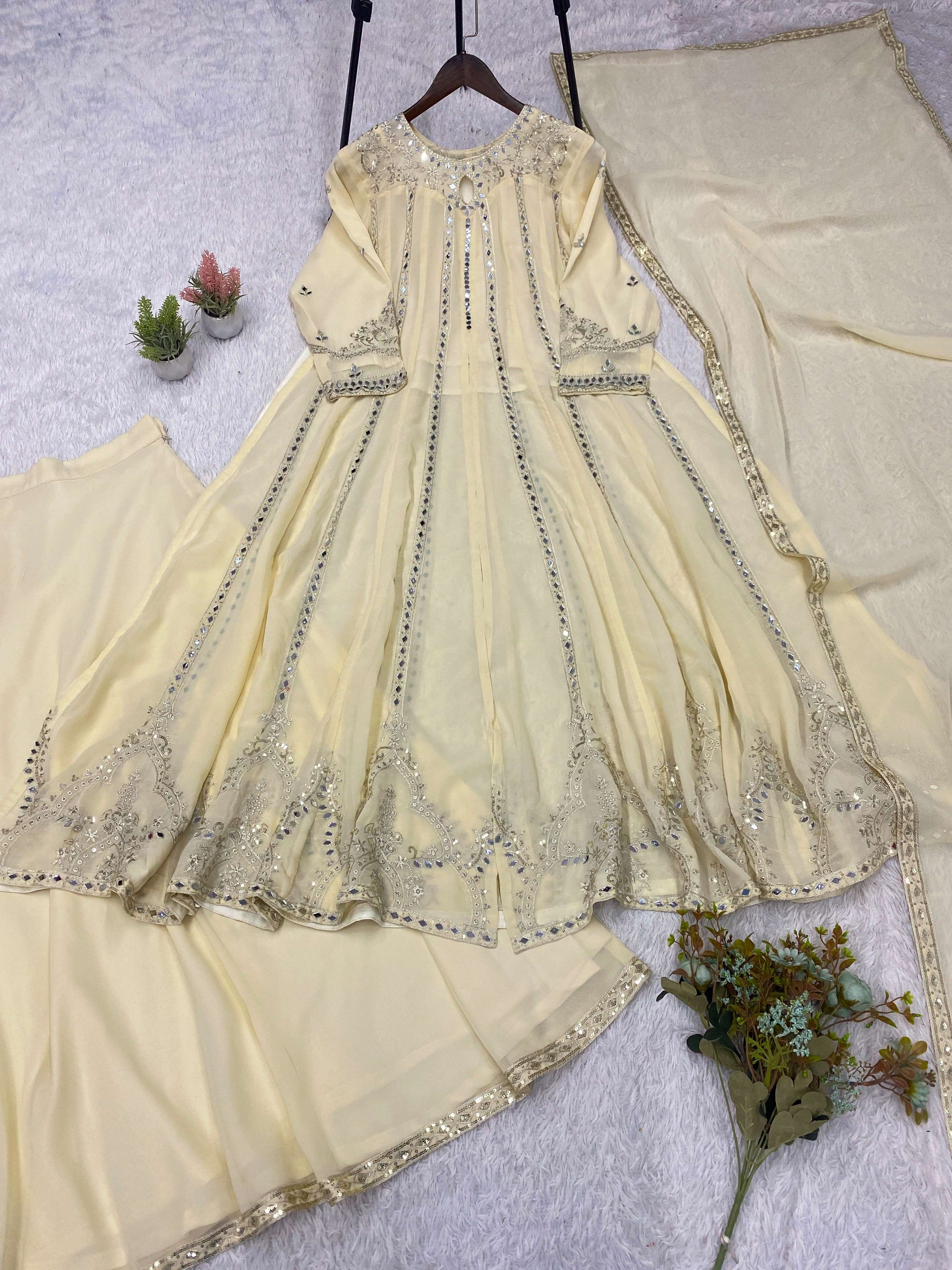 LG 2138 GEORGETTE BEAUTIFUL DESIGNER WORK WEDDING FUNCTION WEAR SUIT