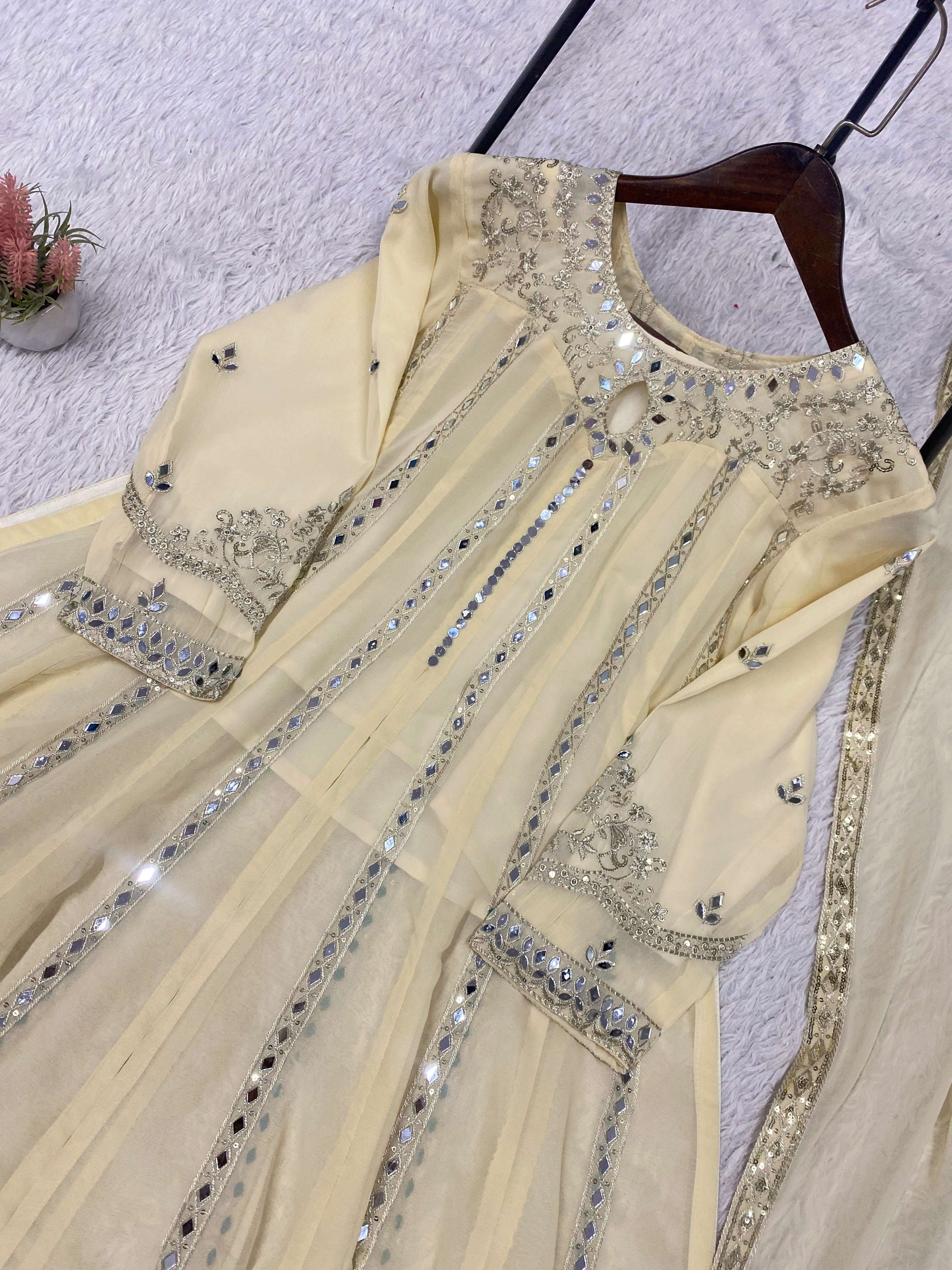 LG 2138 GEORGETTE BEAUTIFUL DESIGNER WORK WEDDING FUNCTION WEAR SUIT