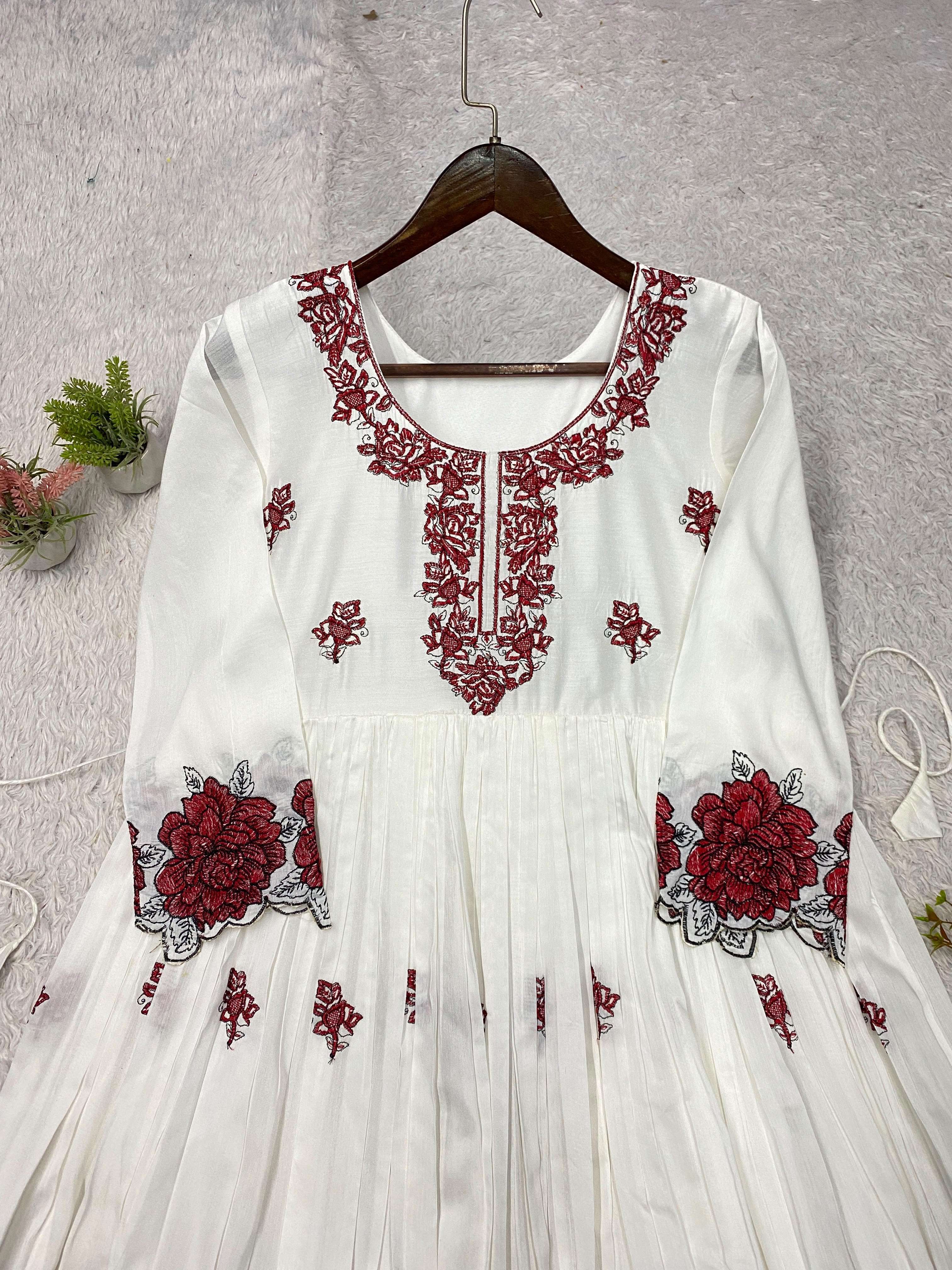 LG 2140 RAYON FANCY EMBROIDERY WORK PREETY LOOKS MAXI GOWN 