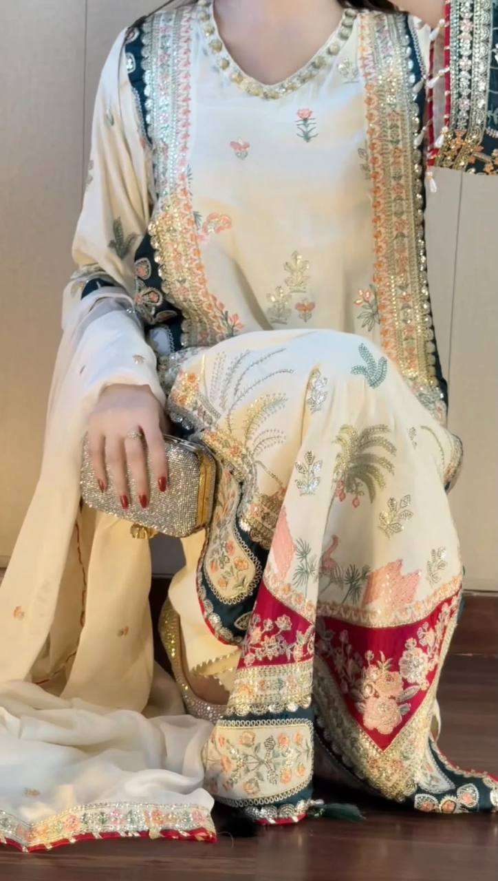 LG 2141 SILK BEAUTIFUL DESIGNER KAFTAN WITH PANT AND DUPATTA SET