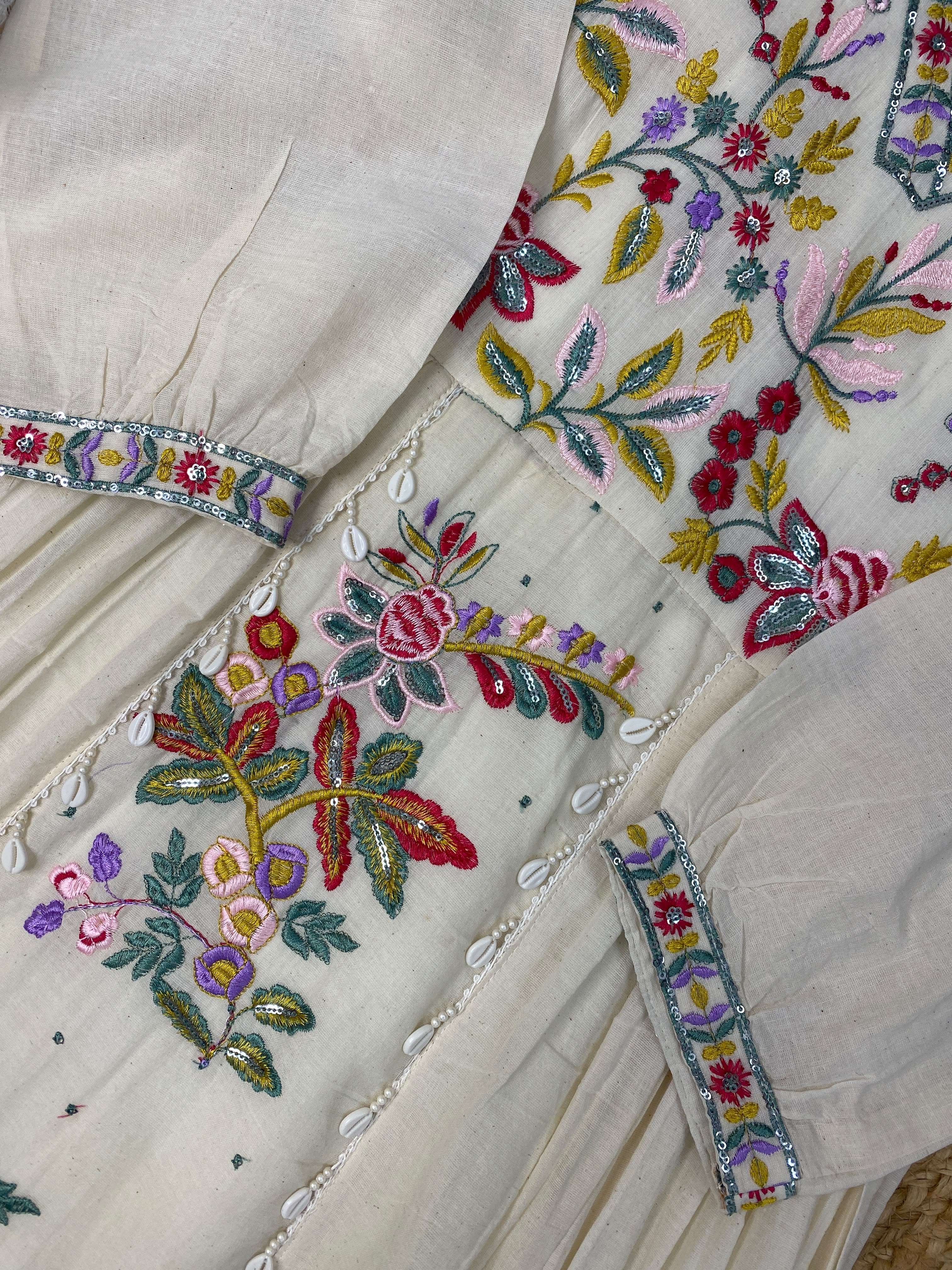 LG 2142 COTTON EMBROIDERY WORKS PREETY LOOK FESTIVE WEAR MAXI GOWN 