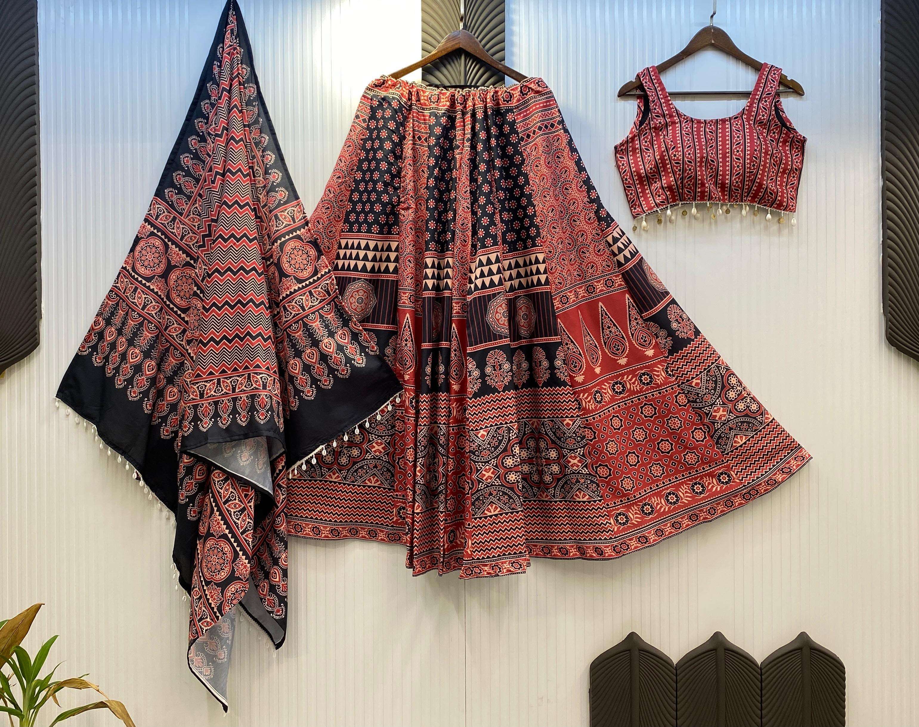 LG 584 RAYON PRINTED AND KODI LACE WORK NAVRATRI WEAR LEHENGA CHOLI WITH DUPATTA SET 