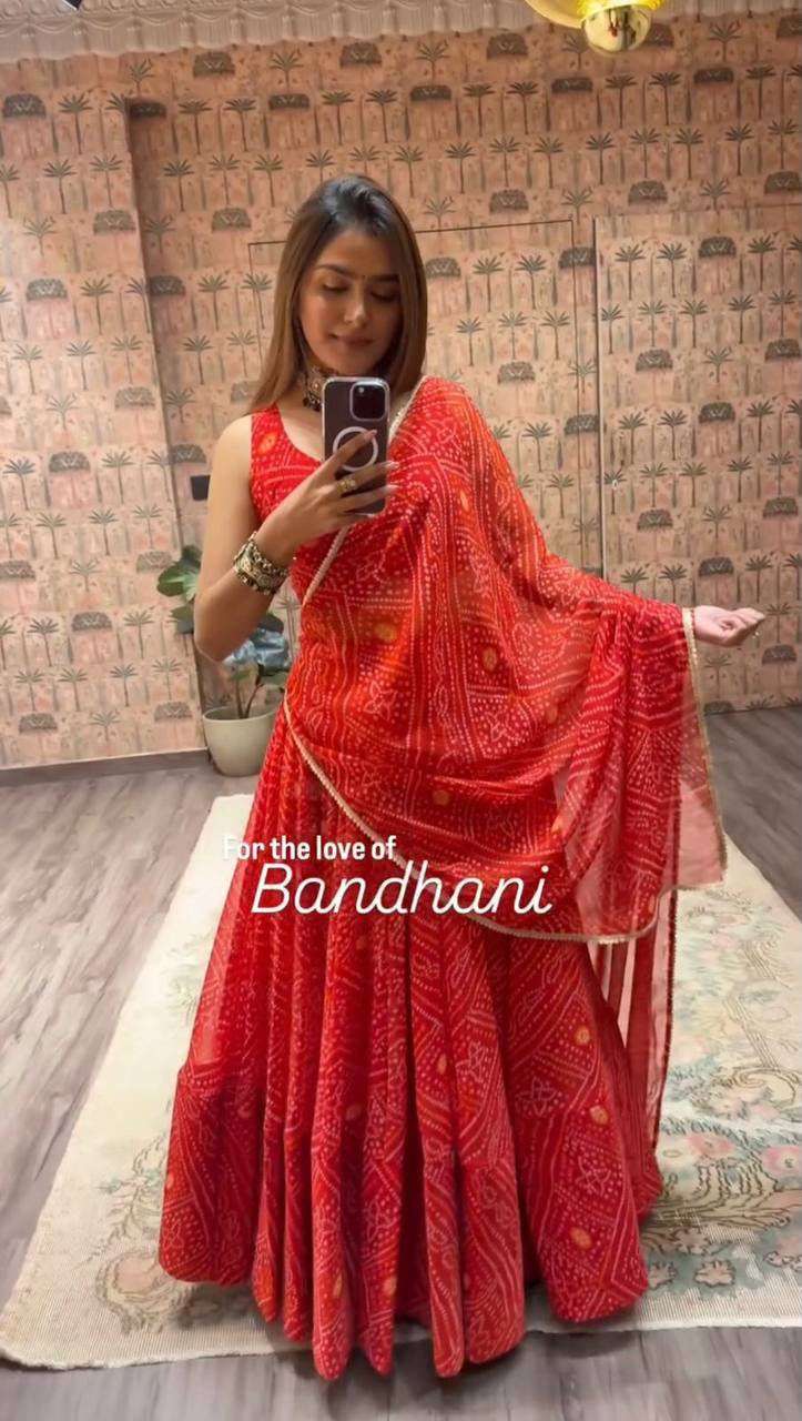 LG 637 PRINTED GEORGETTE  NAVARATRI SEASON WEAR LEHENGA CHOLI 
