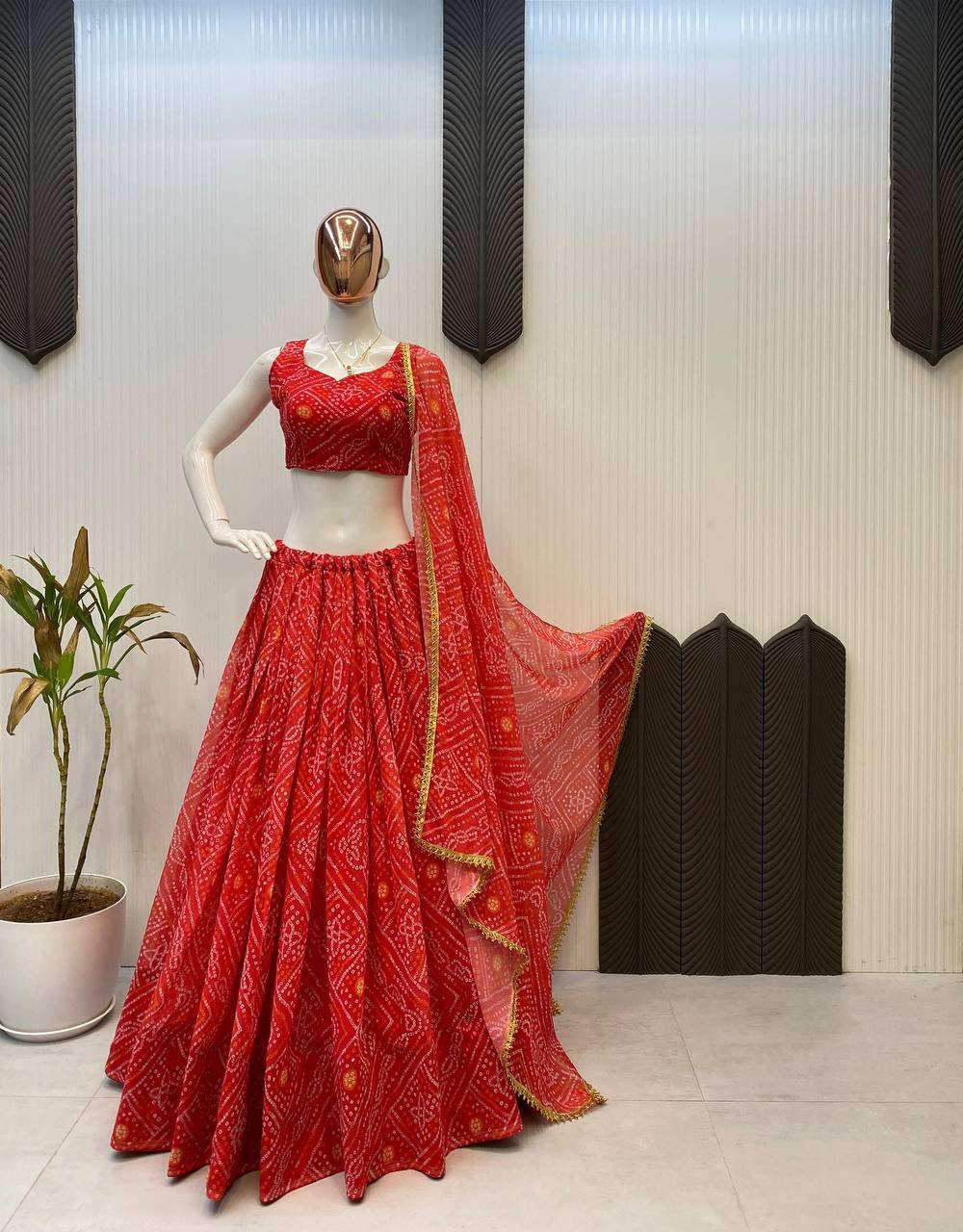LG 637 PRINTED GEORGETTE  NAVARATRI SEASON WEAR LEHENGA CHOLI 