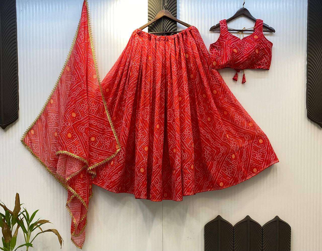 LG 637 PRINTED GEORGETTE  NAVARATRI SEASON WEAR LEHENGA CHOLI 