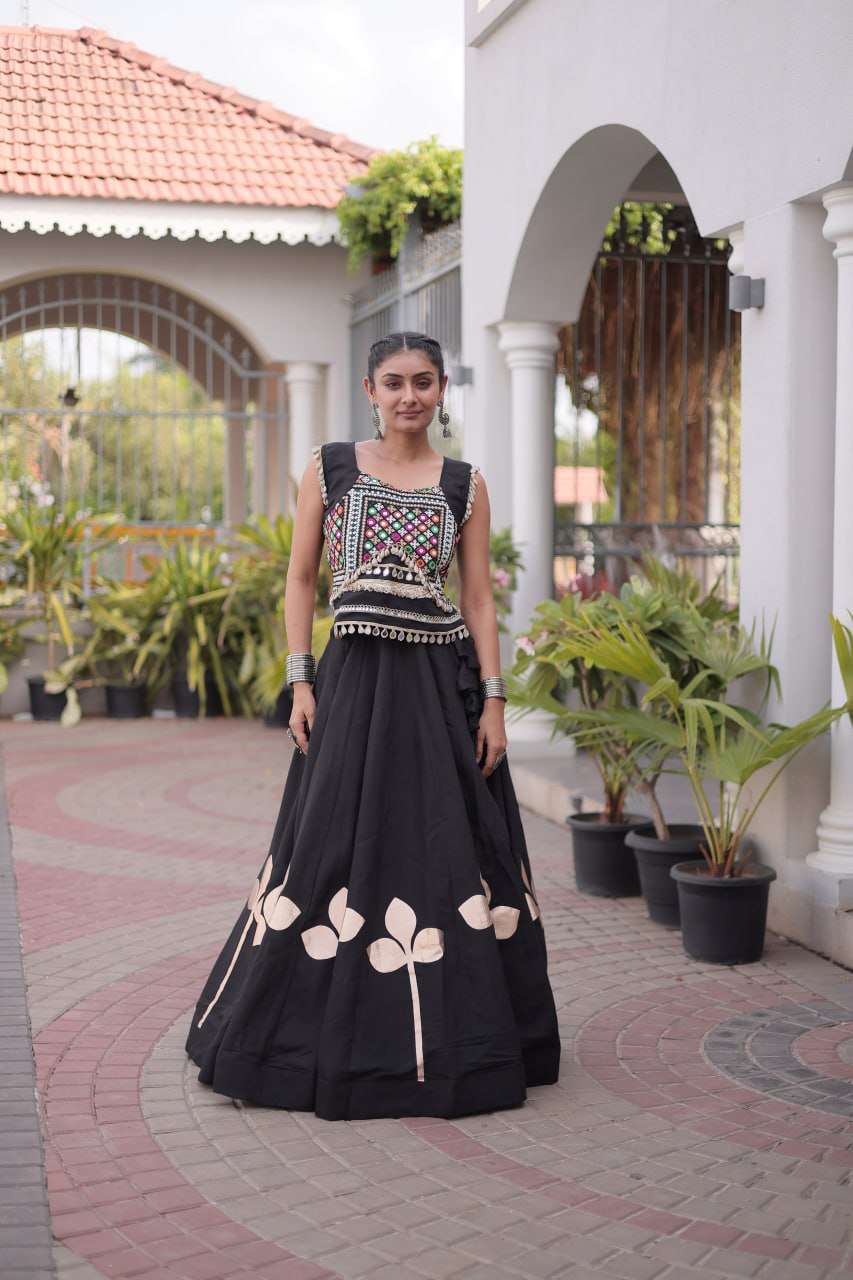 LW 7174 SILK SILK DESIGNER WORK NAVRATRI WEAR LADIES TOP WITH LEHENGA COLLECTIONS 