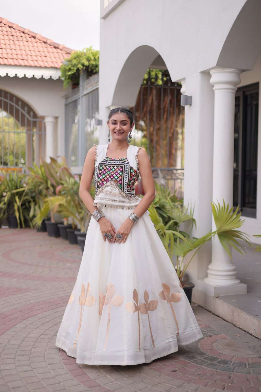 LW 7174 SILK SILK DESIGNER WORK NAVRATRI WEAR LADIES TOP WITH LEHENGA COLLECTIONS 