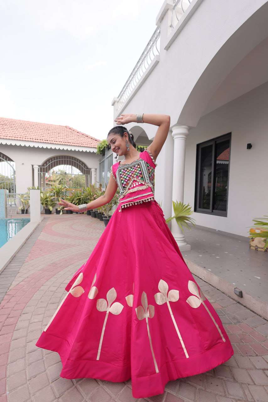 LW 7174 SILK SILK DESIGNER WORK NAVRATRI WEAR LADIES TOP WITH LEHENGA COLLECTIONS 