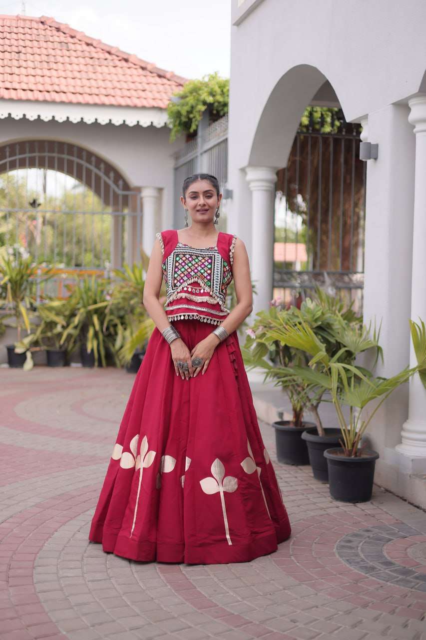 LW 7174 SILK SILK DESIGNER WORK NAVRATRI WEAR LADIES TOP WITH LEHENGA COLLECTIONS 