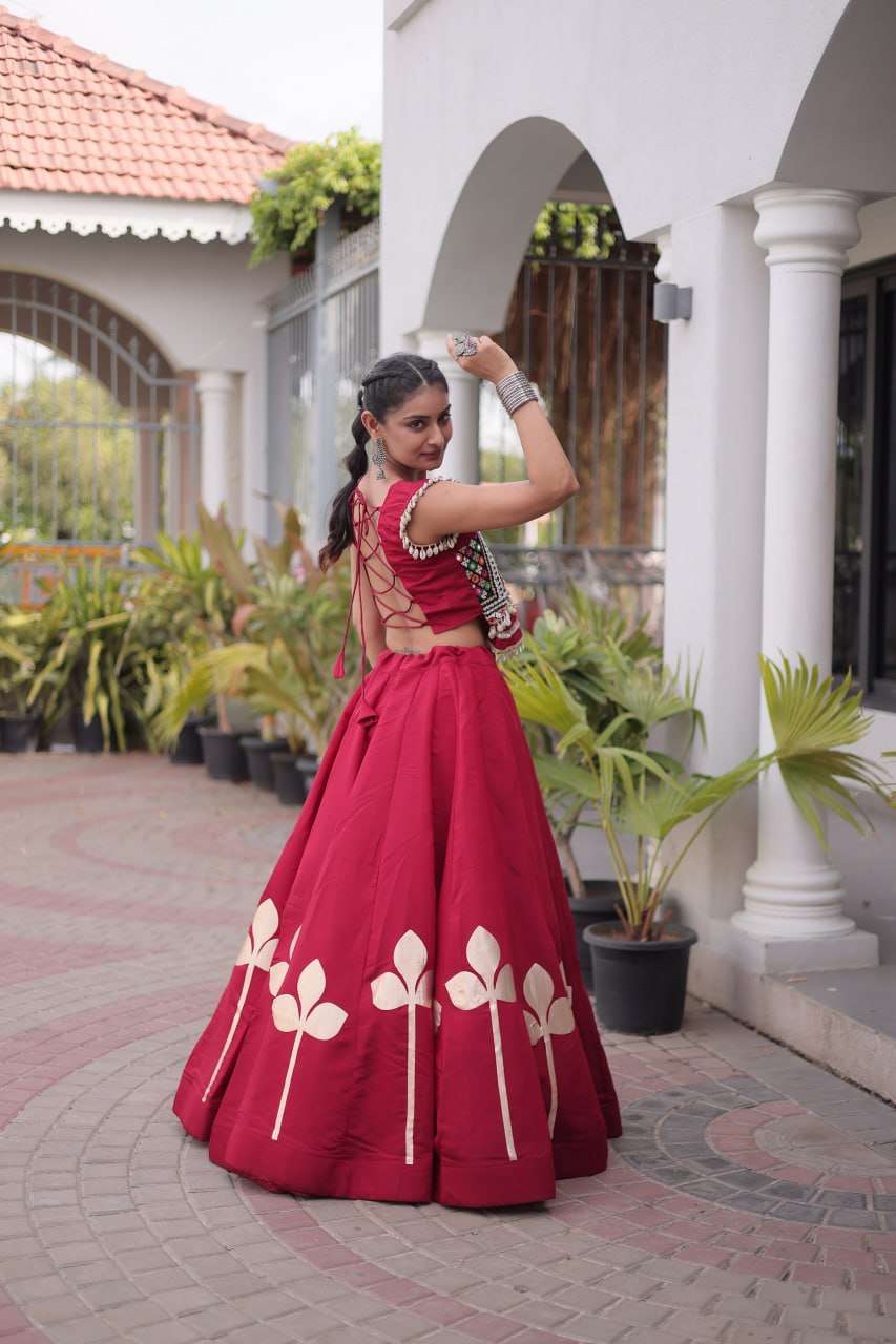 LW 7174 SILK SILK DESIGNER WORK NAVRATRI WEAR LADIES TOP WITH LEHENGA COLLECTIONS 