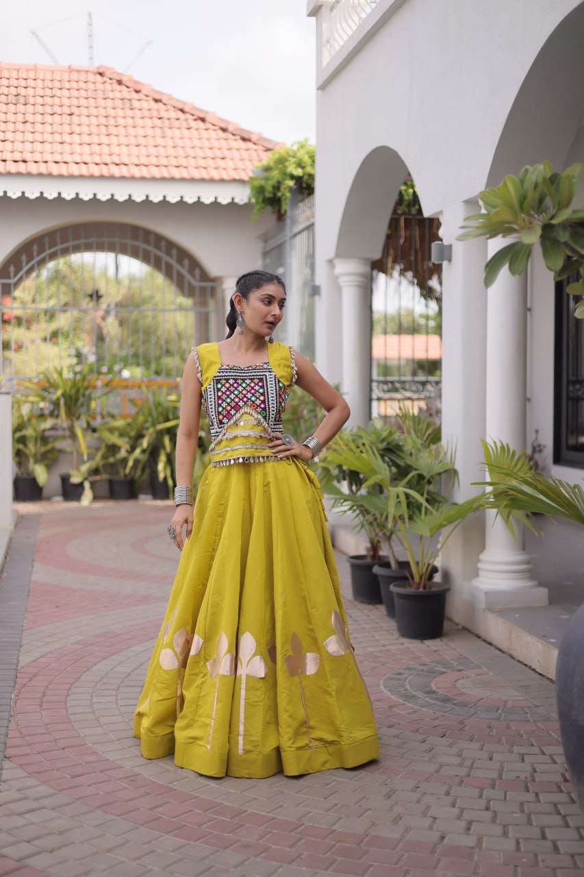 LW 7174 SILK SILK DESIGNER WORK NAVRATRI WEAR LADIES TOP WITH LEHENGA COLLECTIONS 