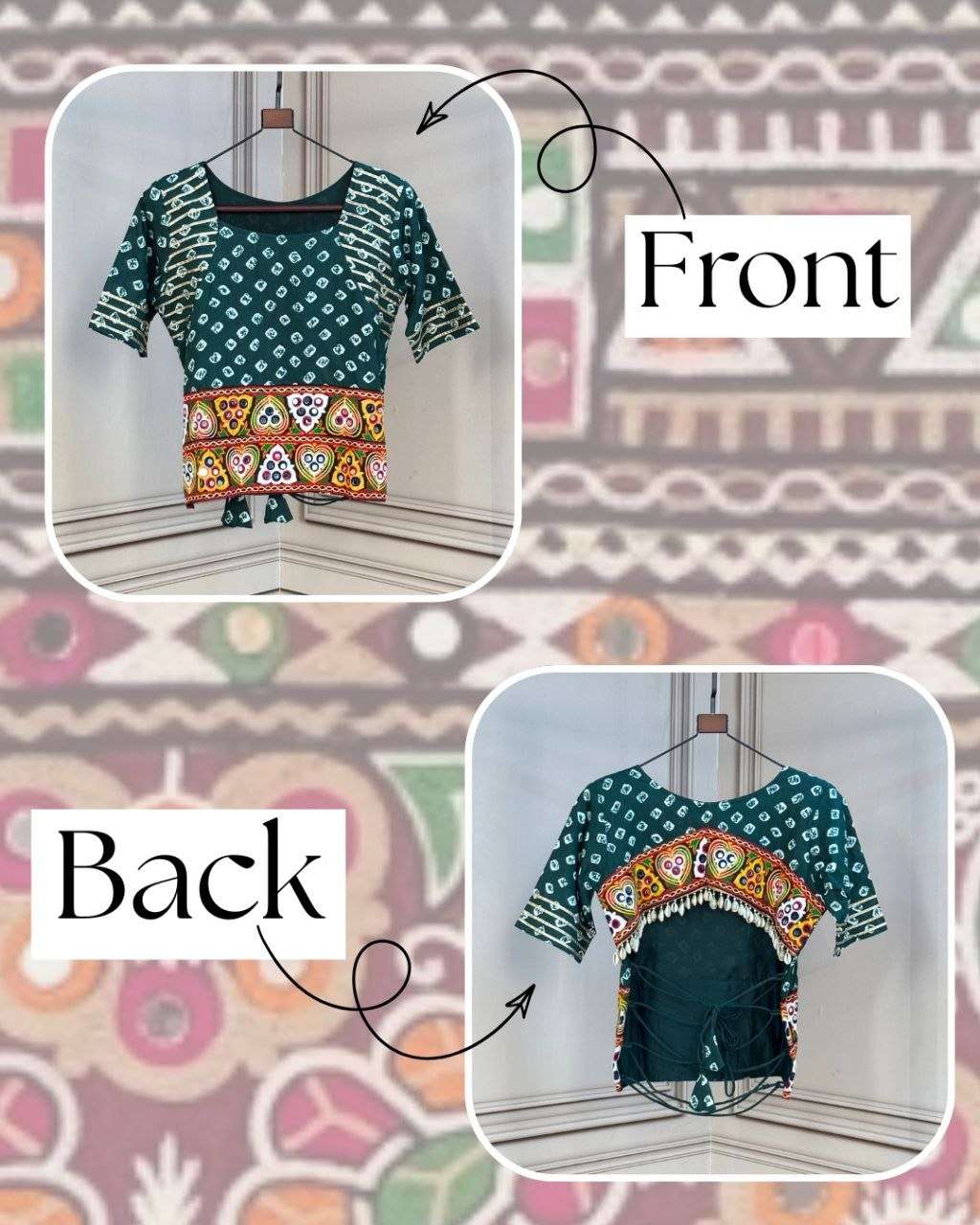LW 7180 COTTON BANDHANI PRINT WITH COLOURFUL WORK NAVRATRI WEAR CHOLI COLLECTIONS 