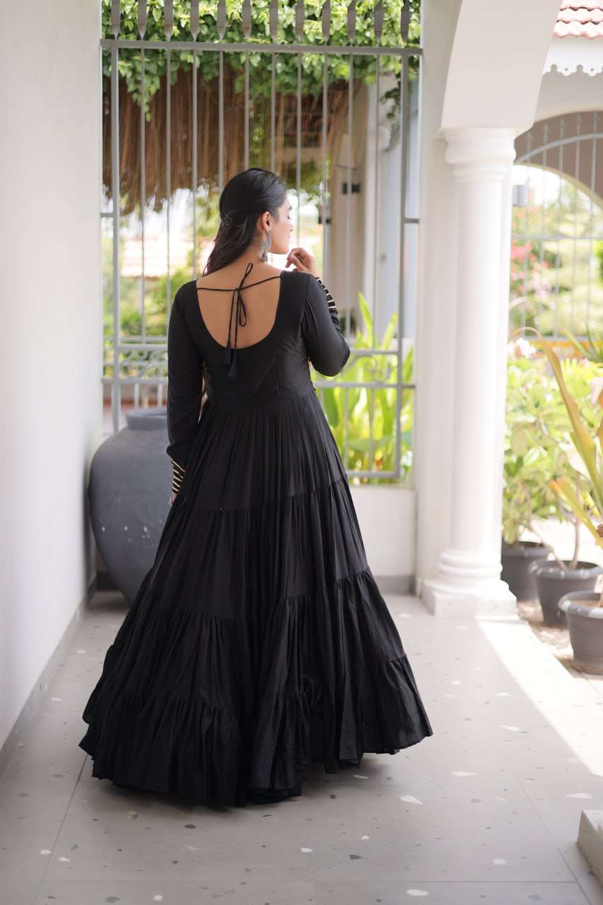LW 9344 RAYON GAMTHI THREAD WORK NAVRATRI WEAR GOWNS 