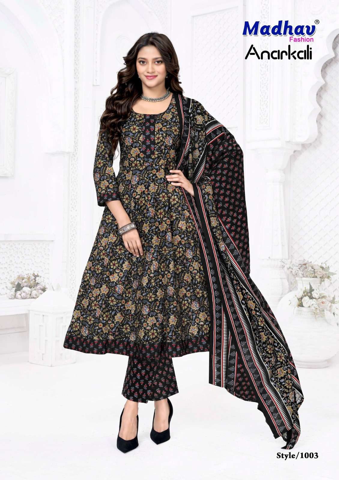 MADHAV FASHION ANARKALI VOL 1 COTTON KURTI BOTTOM AND DUPATTA SET 