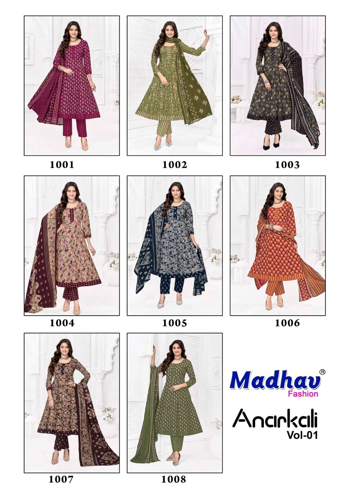 MADHAV FASHION ANARKALI VOL 1 COTTON KURTI BOTTOM AND DUPATTA SET 