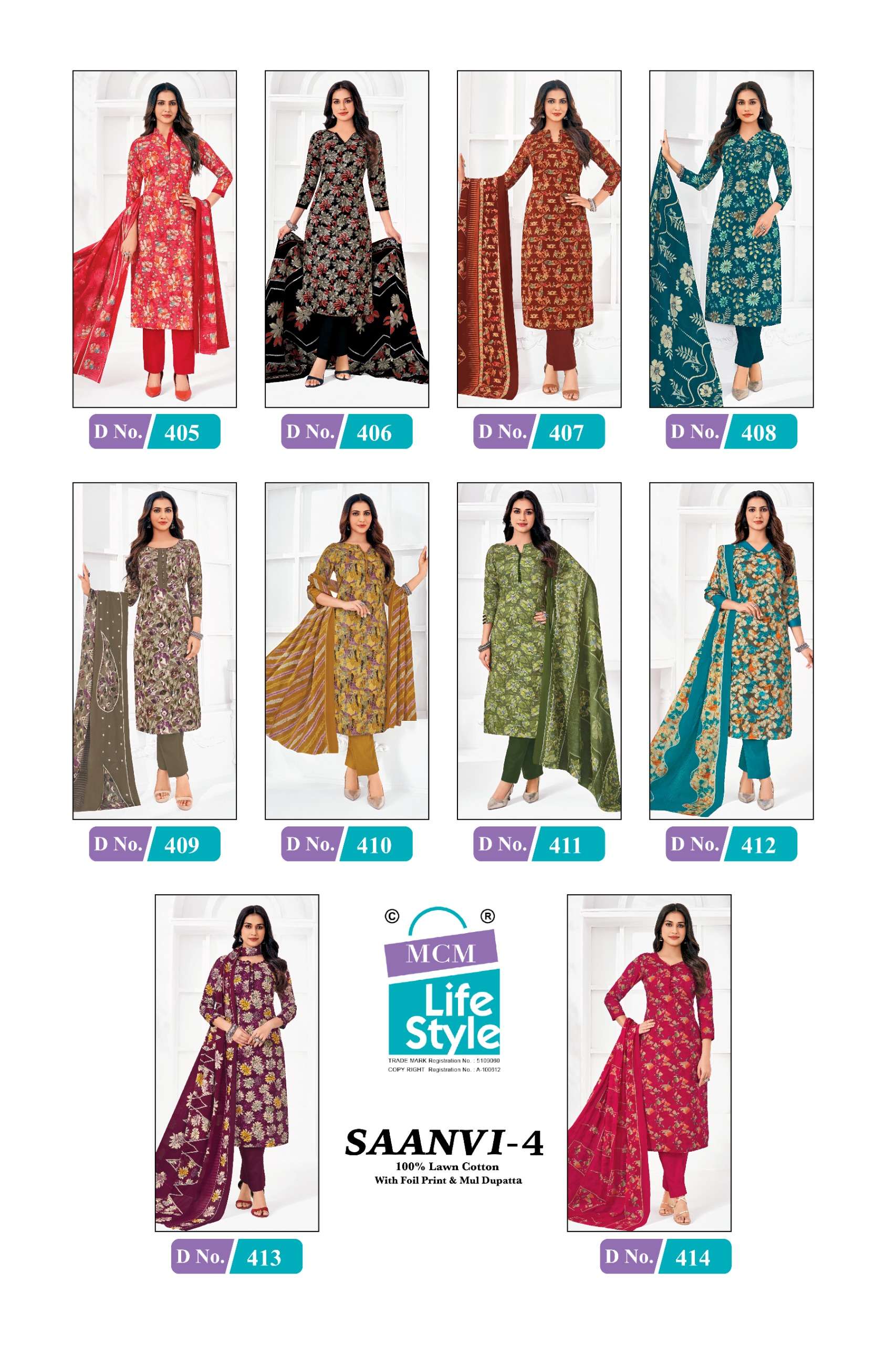 MCM LIFESTYLE SAANVI VOL 4 LAWN COTTON PRINTED LADIES SALWAR SUIT