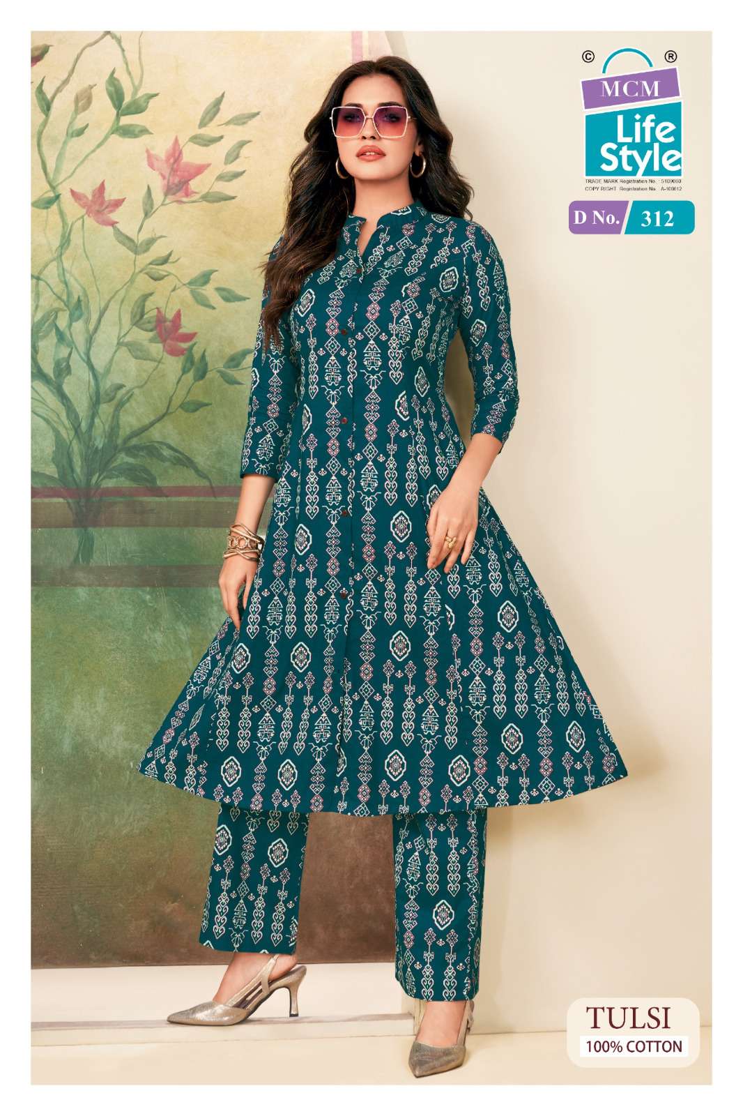 MCM LIFESTYLE TULSI VOL 3 A LINE CUT STYLE KURTI WITH BOTTOM PAIR 