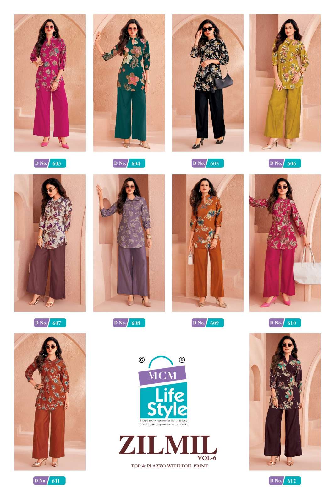 MCM LIFESTYLE ZILMIL VOL 6 FANCY READY TO WEAR LADIES TOP WITH PLAZZO PAIR 