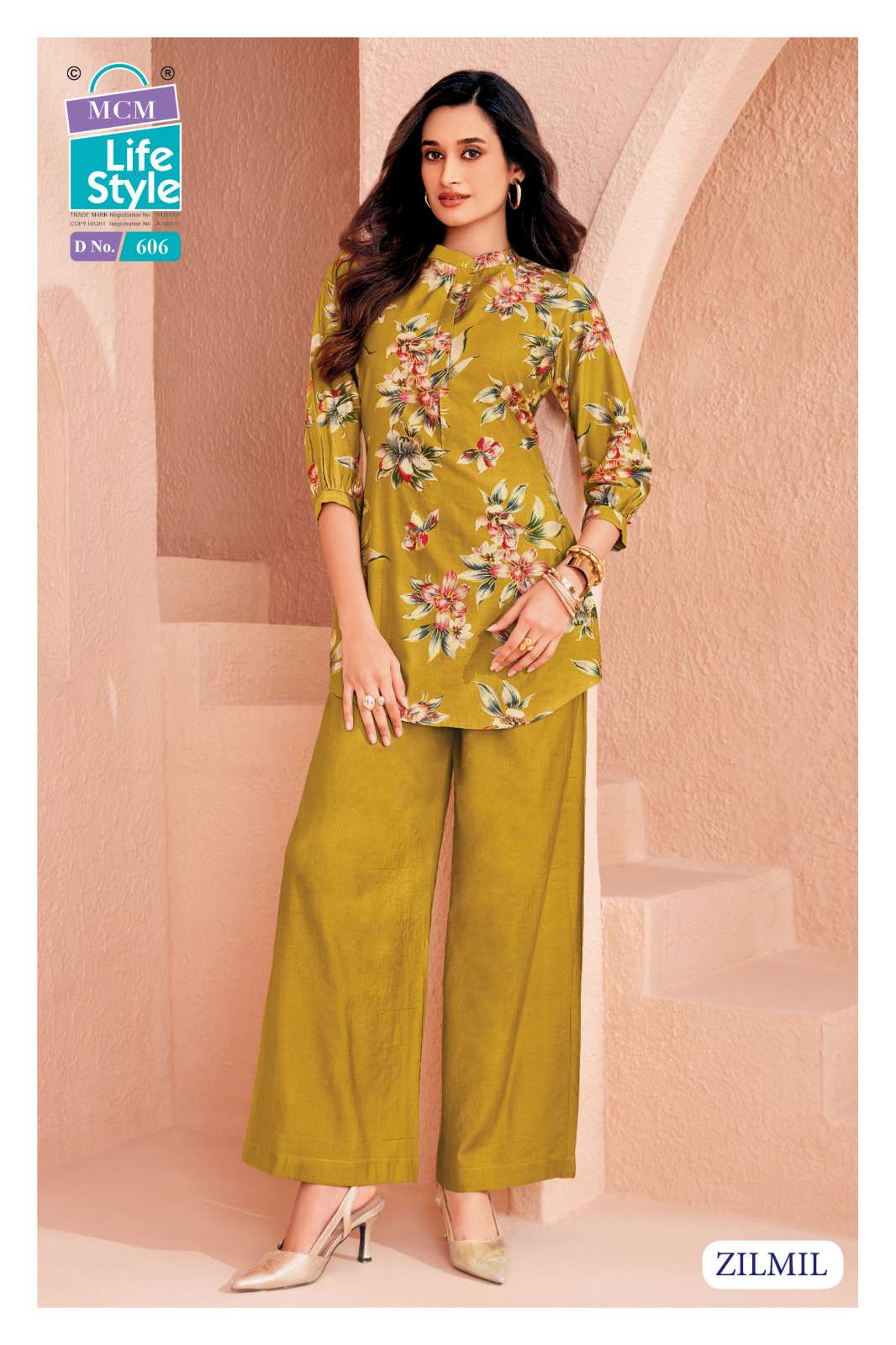 MCM LIFESTYLE ZILMIL VOL 6 FANCY READY TO WEAR LADIES TOP WITH PLAZZO PAIR 