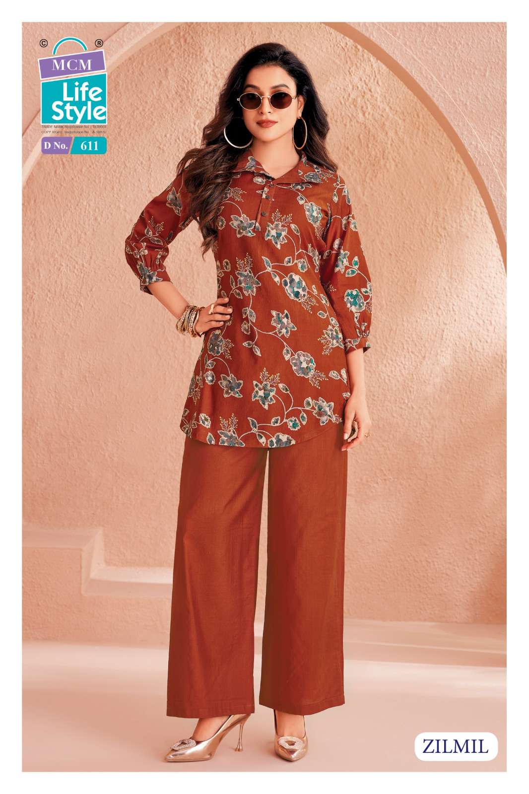 MCM LIFESTYLE ZILMIL VOL 6 FANCY READY TO WEAR LADIES TOP WITH PLAZZO PAIR 