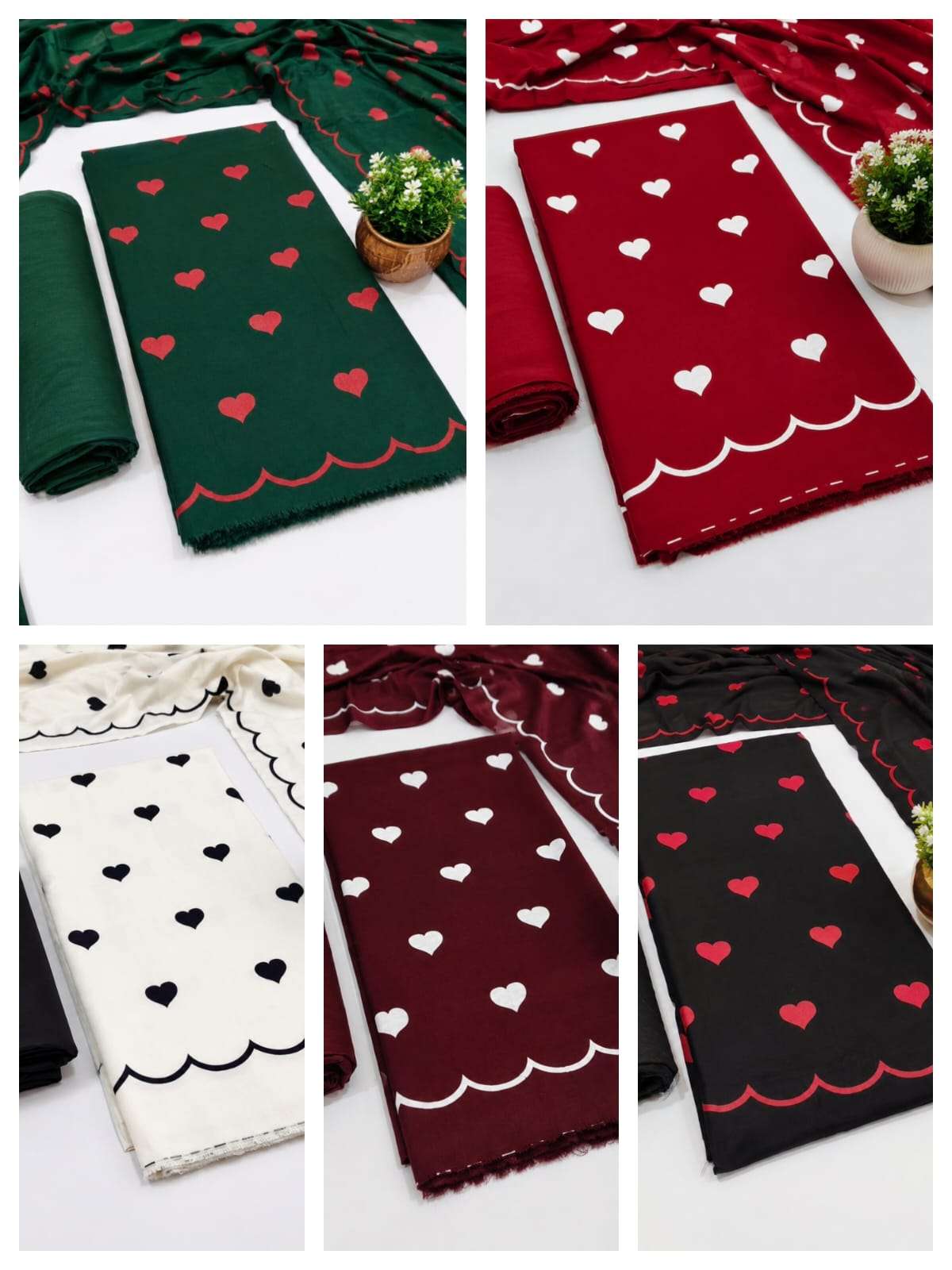MF SWEET HEART THREE PRINT RAYON DRESS MATERIALS