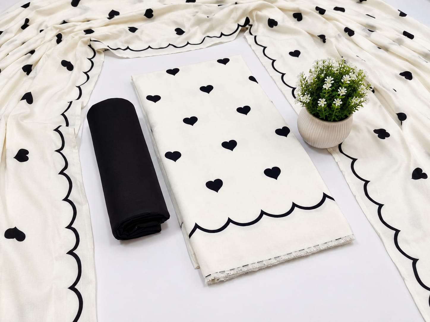 MF SWEET HEART THREE PRINT RAYON DRESS MATERIALS