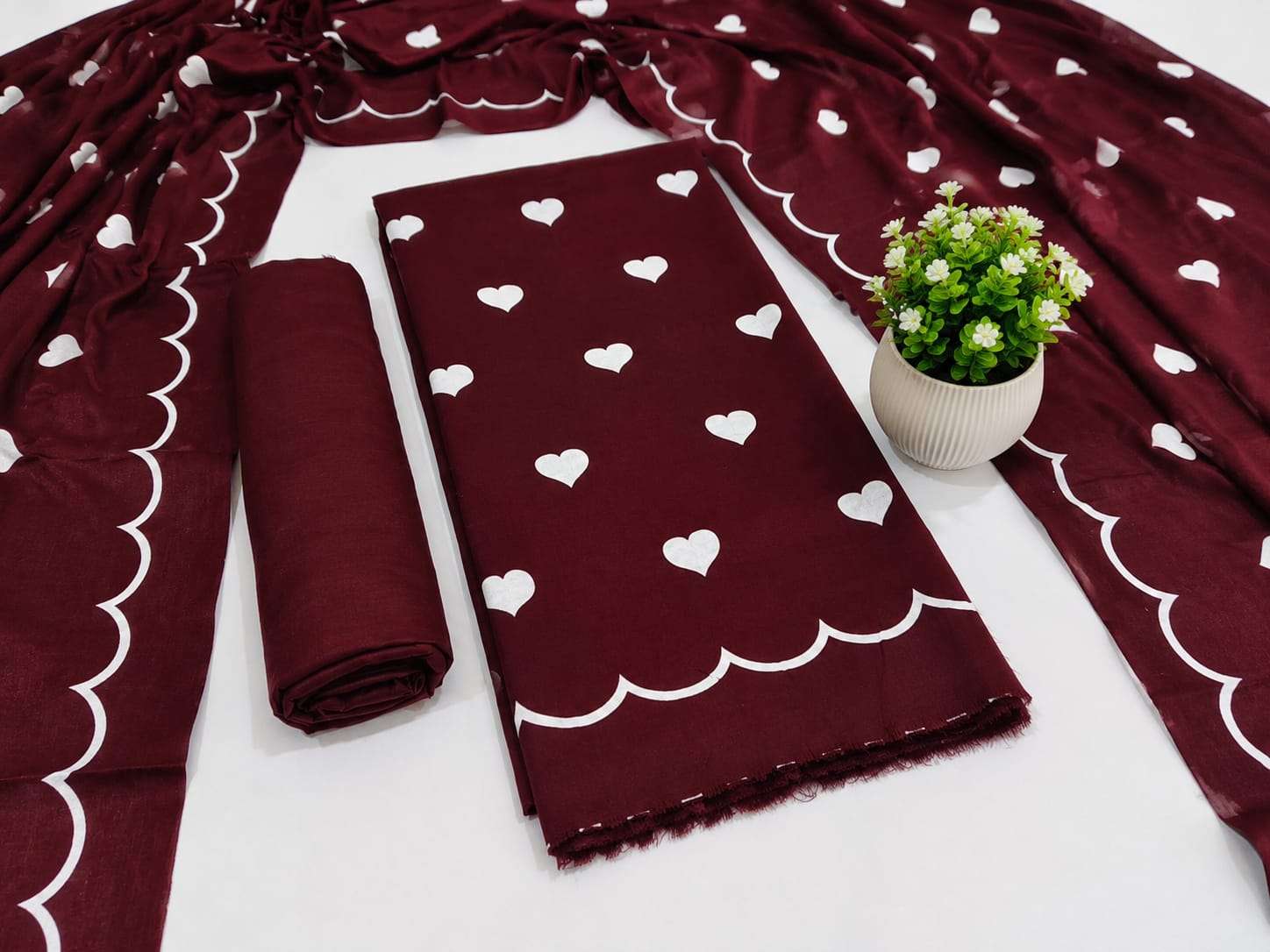 MF SWEET HEART THREE PRINT RAYON DRESS MATERIALS
