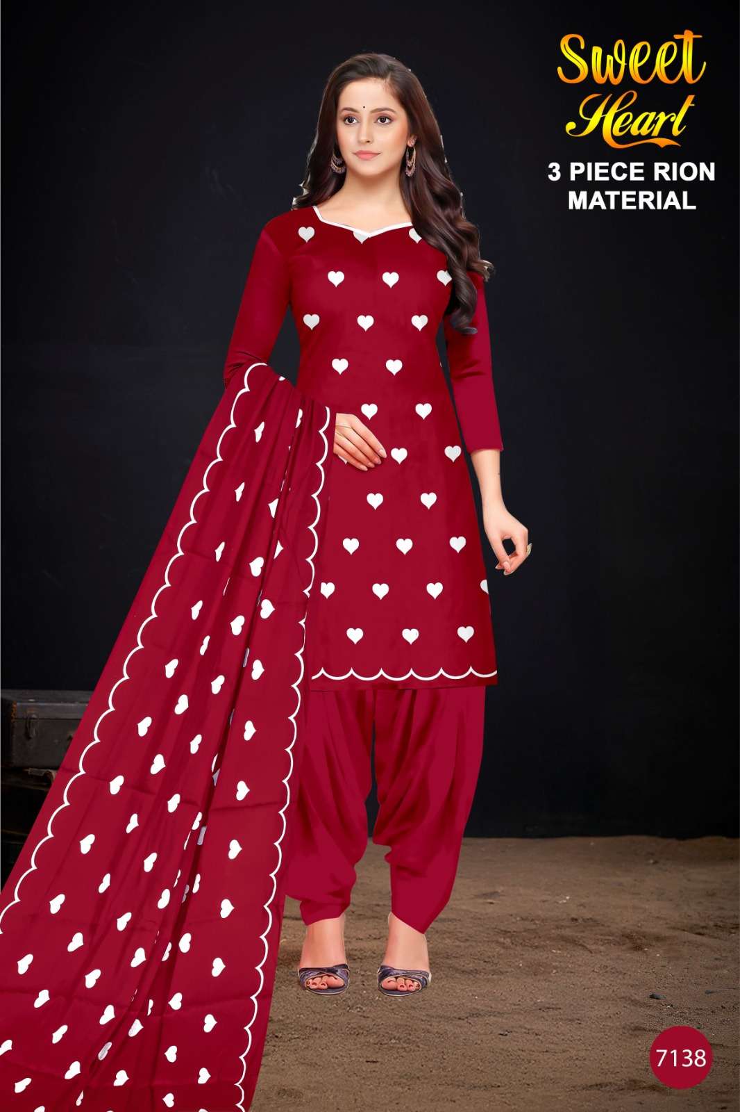 MF SWEET HEART THREE PRINT RAYON DRESS MATERIALS