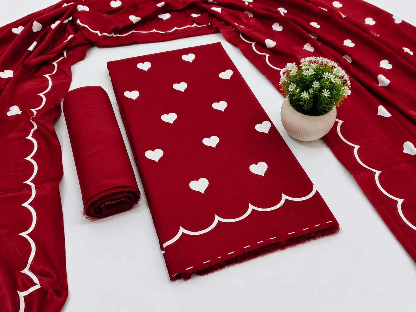 MF SWEET HEART THREE PRINT RAYON DRESS MATERIALS