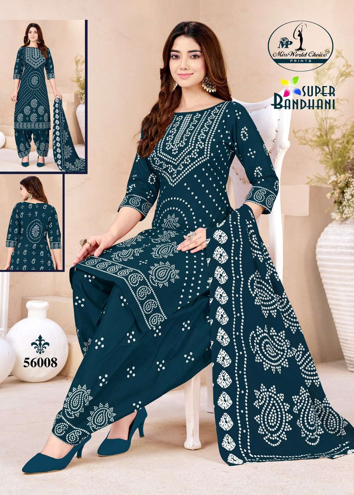 MISS WORLD CHOICE SUPER BANDHANI VOL 56 COTTON PRINTED PATIYALA DRESS