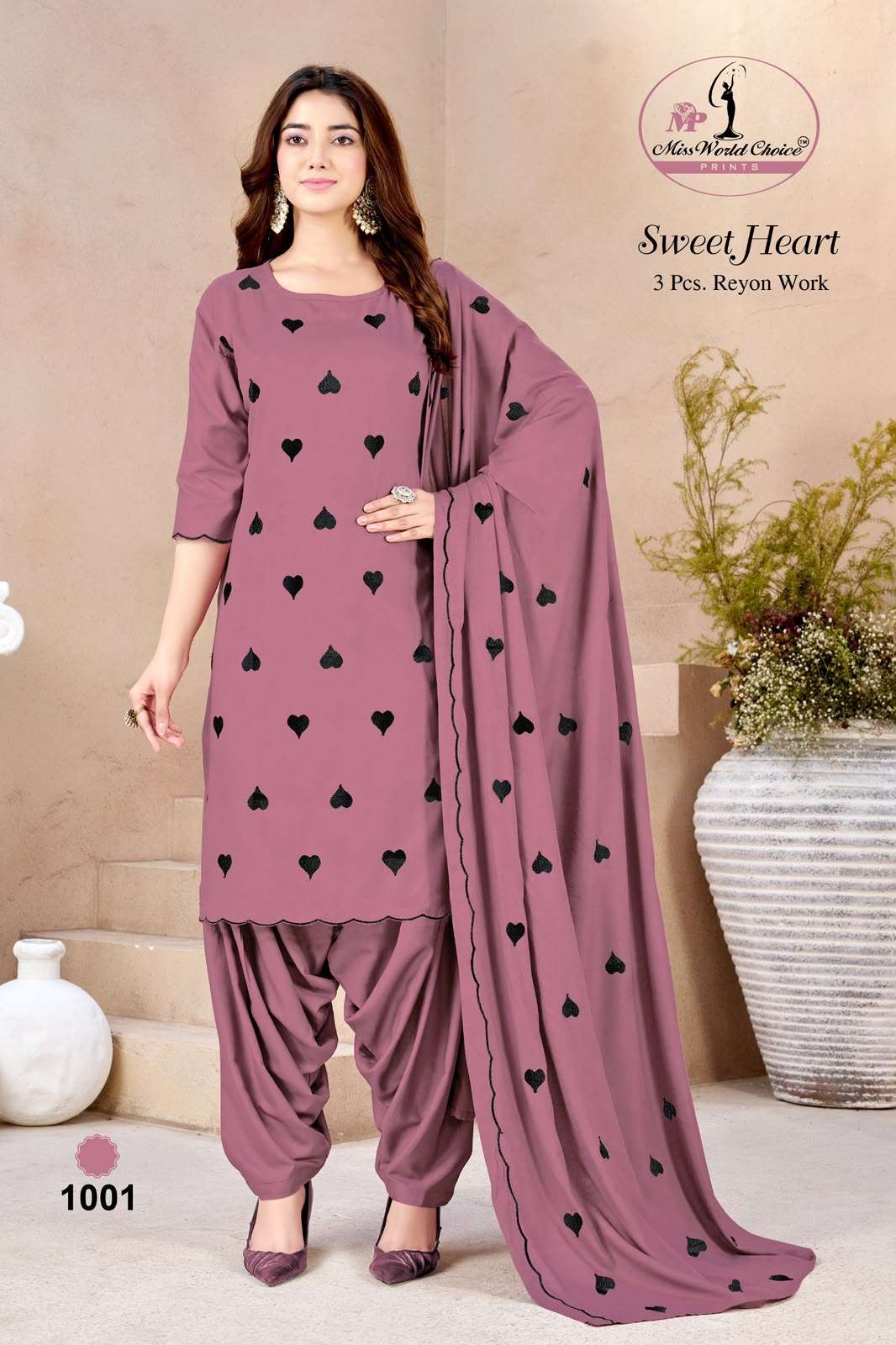 MISS WORLD CHOICE SWEET HEART VOL 1 RAYON PRINT FABRIC FANCY WORKS SUIT