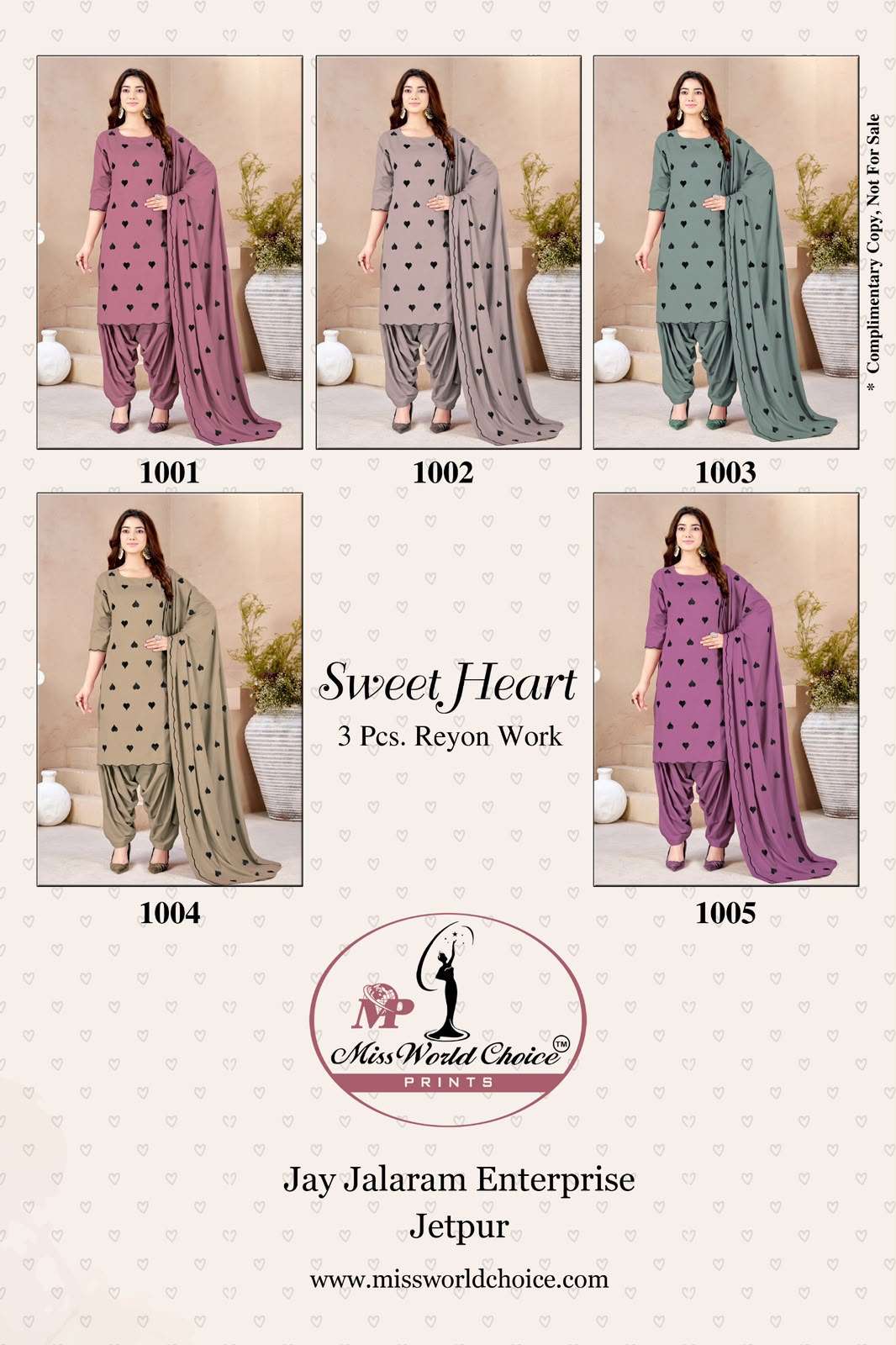 MISS WORLD CHOICE SWEET HEART VOL 1 RAYON PRINT FABRIC FANCY WORKS SUIT