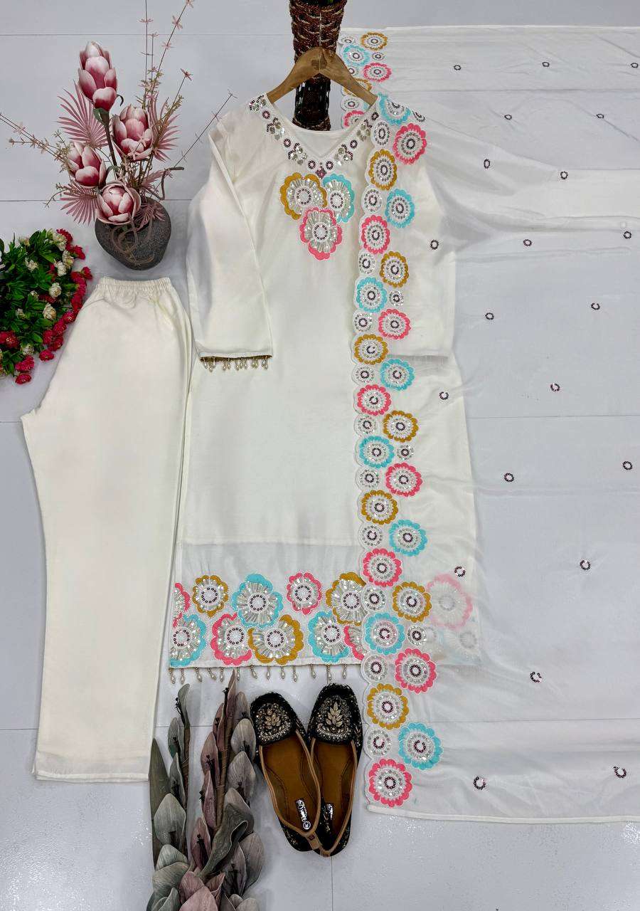 MT 1081 SILK DESIGNER HEAVY SEQUENCE EMBROIDERED WORKED FESTIVE WEAR SUIT